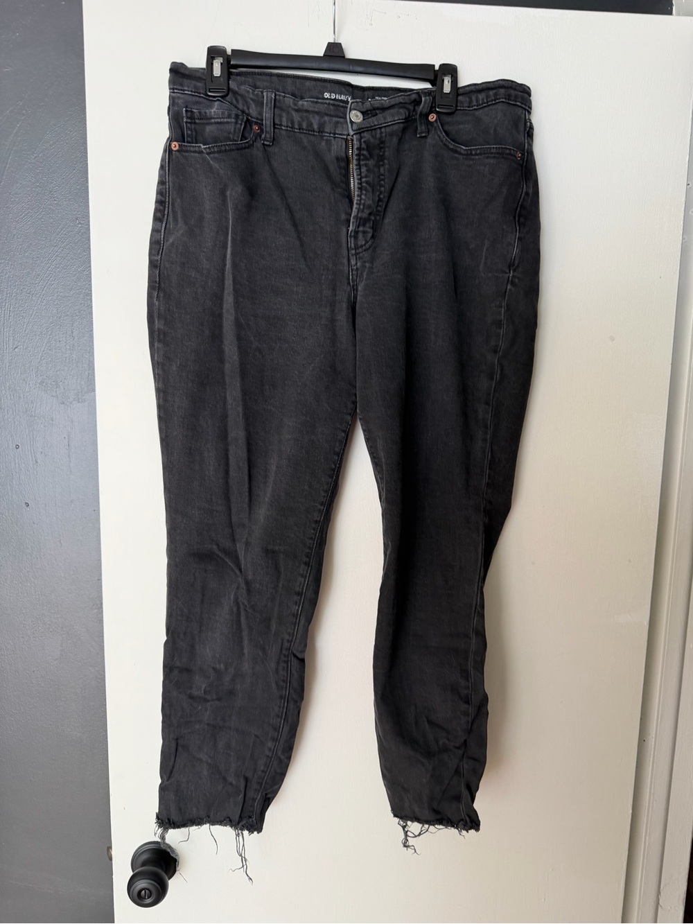 Old Navy Black Straight Jeans with Brushed Button